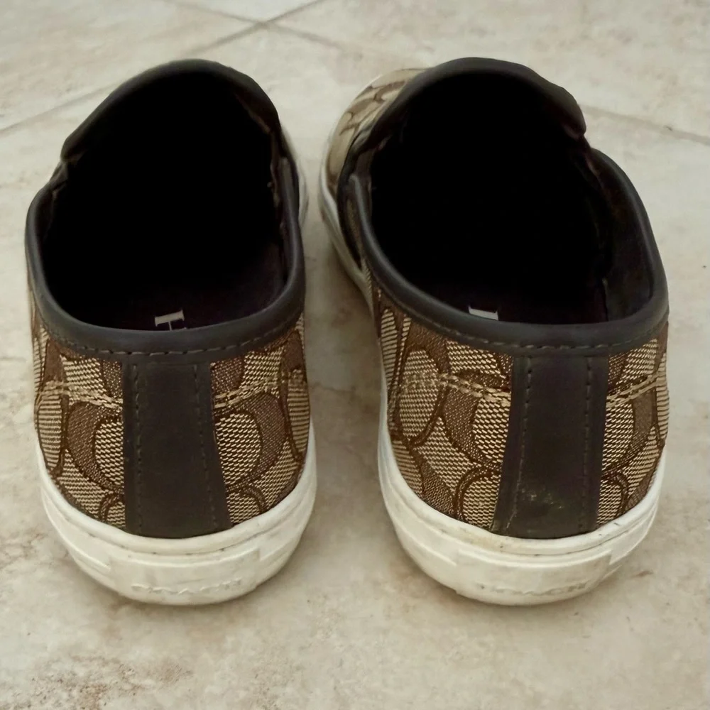 Coach Signature Tan and Brown Slip-Ons - Picture 3 of 3